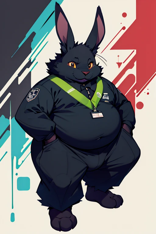 a black furry rabbit
(he has to be fat)