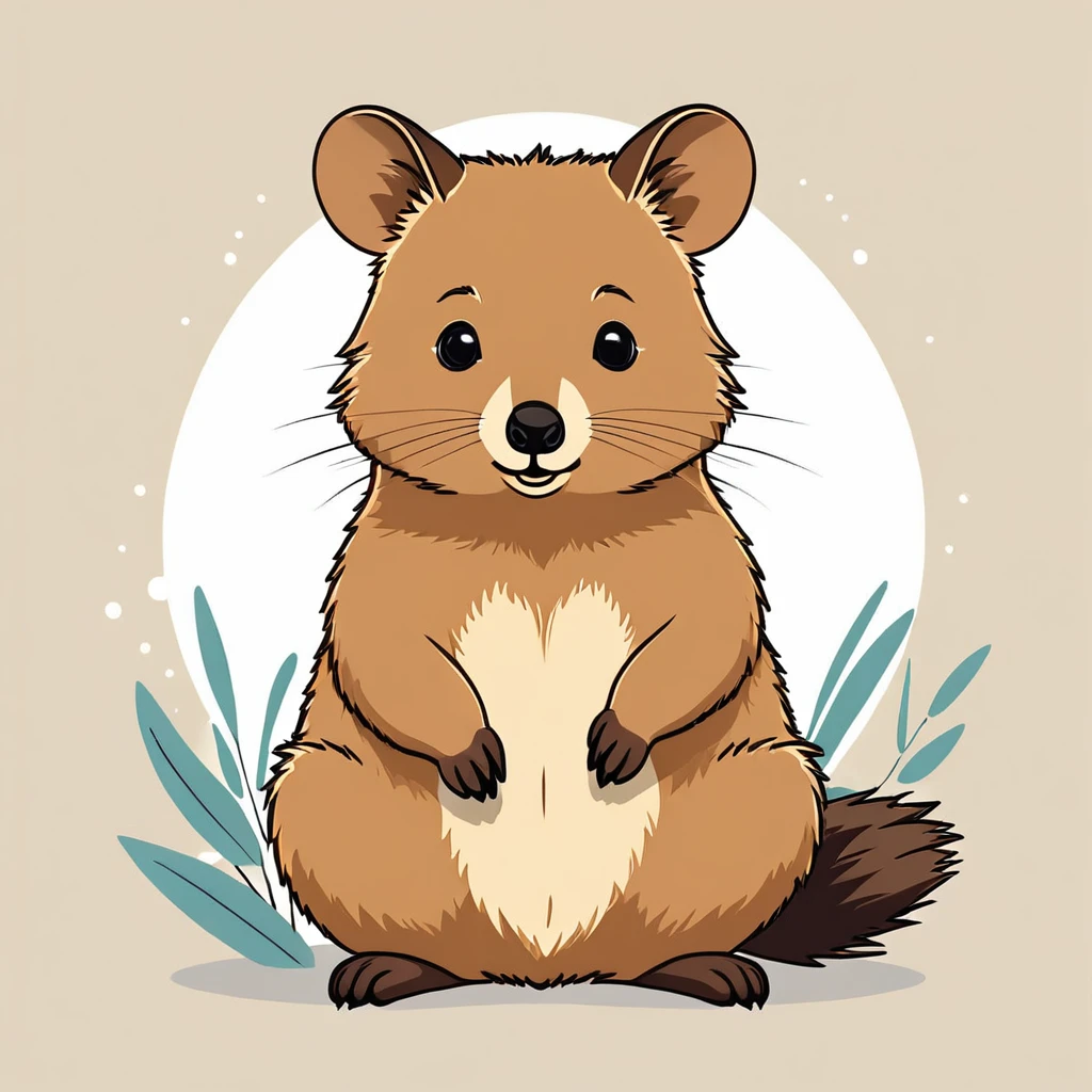 cute quokka, illustration, vector graphics, strong contours