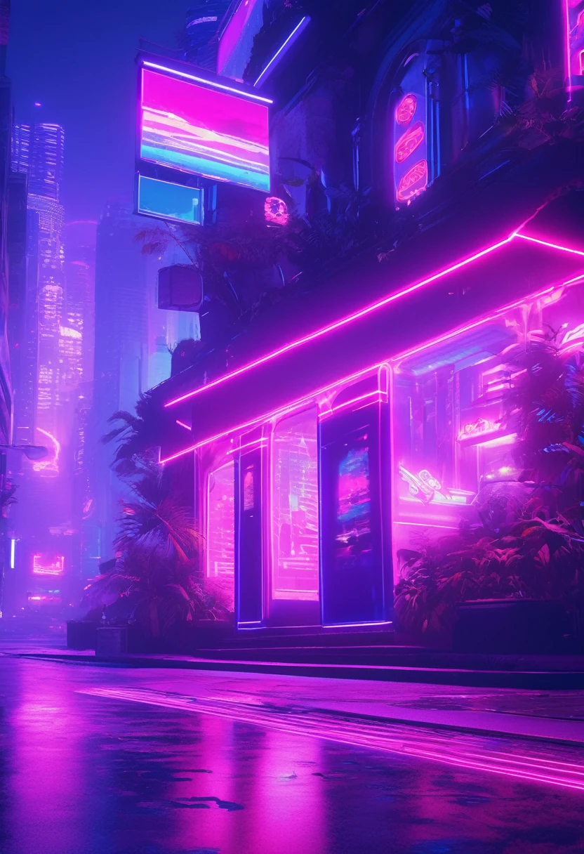 retrowave. citys, car, Roadside, purple neon lights, floor, moutain, (work of art,detailded,alta refloorução),(best qualityer,4K,8K,alta refloorução,work of art:1.2),ultra-detailded,(realisitic,photorealisitic,photo-realisitic:1.37),vaporwave aesthetic,purple-pink color palette,glitch effects,neon lights,misty atmosphere,surreal scenery,retro vibe,nostalgic feeling,Inspired by the 80s,horizonte da citys,soft aesthetic,calm and dreamy,lo-fi vibes,Retro Arcade Machines,elegant architecture,pôr do floor dourado,reflective surfaces,shining stars,lush vegetation,Roman statues,swirly vibrant colors,slow motion cinematography,old TV screens,Starry sky,luzes vibrantes da citys,vela romântica ao pôr do floor,serene ocean waves,soft pastel tones,modern cyberpunk elements,subtle holographic details,old school technology,80s fashion,fitas cassete,animated glitch art,ethereal music background, urban exploration,cosmic energy,levitating objects,background vaporwave music,VR compatible experience, There&#39;s a store with neon lights and neon lights, Cyberpunk scenario, Estilo Cyberpunk hiperrealisitic, cyberpunk atmosphere, cyberpunk atmosphere, concept art style, Future cyberpunk scenario, Bee style, Cyberpunk 2 0 7 7 style, sci-fi ambiance, cyberpunk market, science fiction aesthetic, sci-fi ambiance, cyberpunk garage in Jupiter, cyberpunk interior, (a busy arcade,High-quality artwork detailing each game and the players&#39; faces),ultra-detailed lighting brings neon glow to life in the dark,bright colors contrasting with the dark,viewed from a ceiling angle adding a sense of dynamism,The background depicts a cityscape at night,adding a modern touch.
