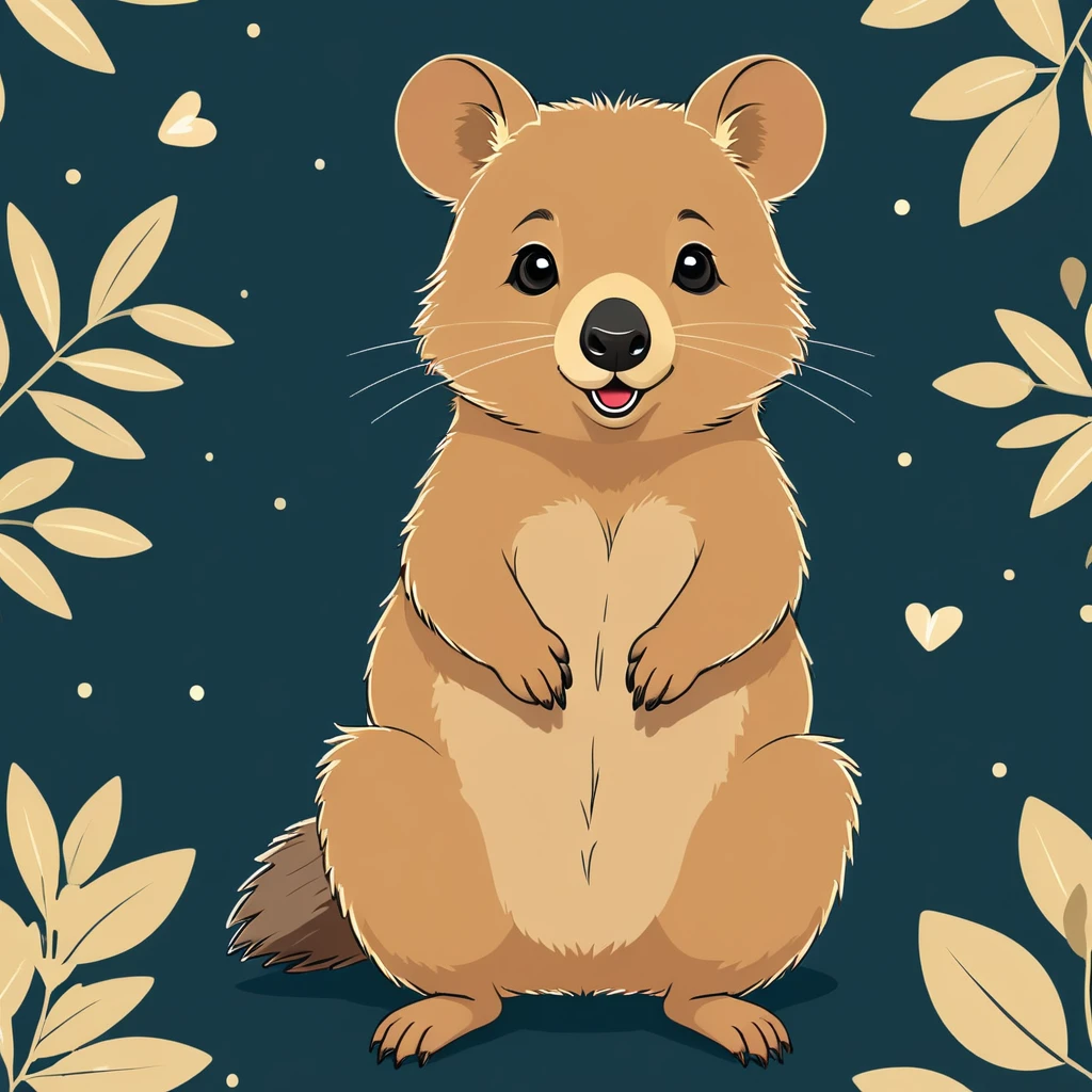 cute quokka, illustration, vector graphics, strong contours