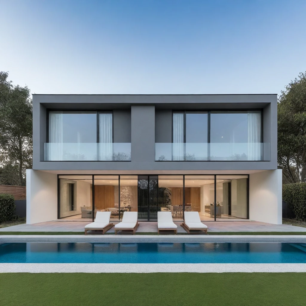 a photo of GDMEXTXL modern house exterior, photograph, photography, perfect, master quality, professional photoshoot, award winning photographer, calming symmetry, symmetrical