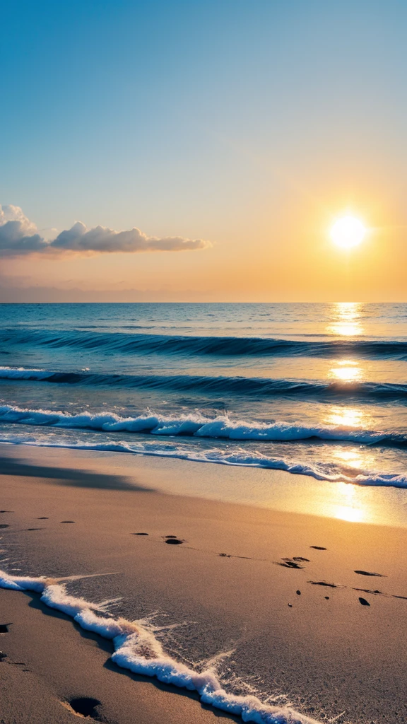 Real Sea beach background with sun