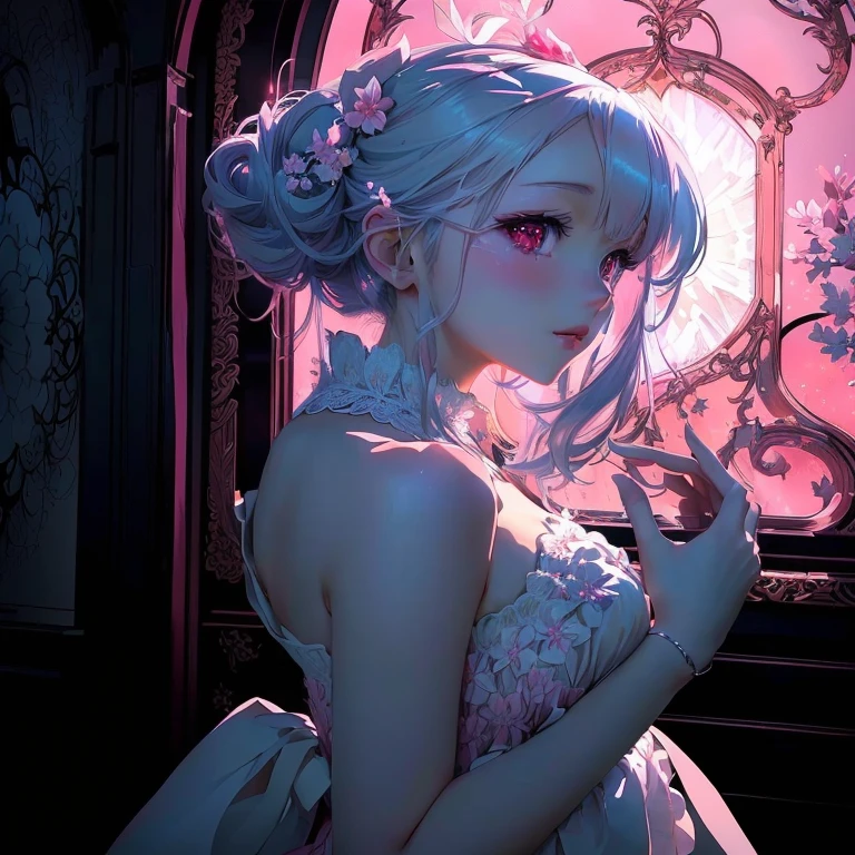 Anime girl in a white dress on a pink background, best anime 4k , Beautiful and attractive anime woman, anime art wallpaper 4k, anime art wallpaper 4k, Anime Art Wallpapers 8K, Detailed digital anime art, Anime Style 4k, Beautiful Anime Women, Digital art on pixiv, artstation pixivでトレンド, Enchanting anime girl