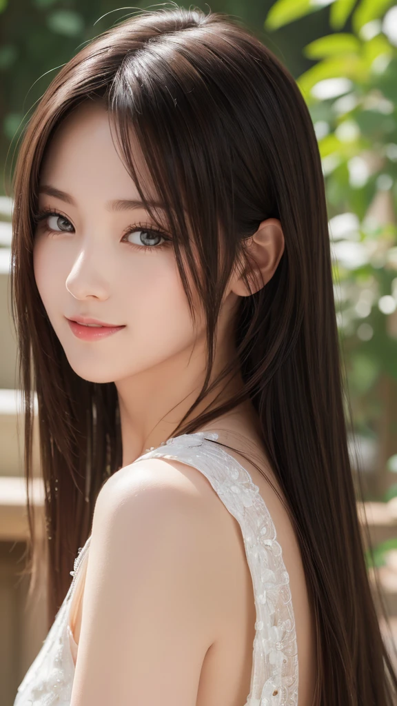 (Highest quality,High resolution,Super detailed),Portraiture,Beautiful Japanese Women,Beautiful attention to detail,Beautiful lip detail,Highly detailed face,Long eyelashes,A kind smile,Flowing Hair,Natural light,Vibrant colors