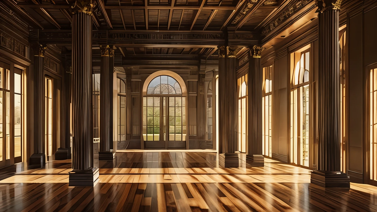 Western, Burning indoors, Dim Light, Mansion, background, Nobody is here, indoor, inflammation, Burnt pillar,