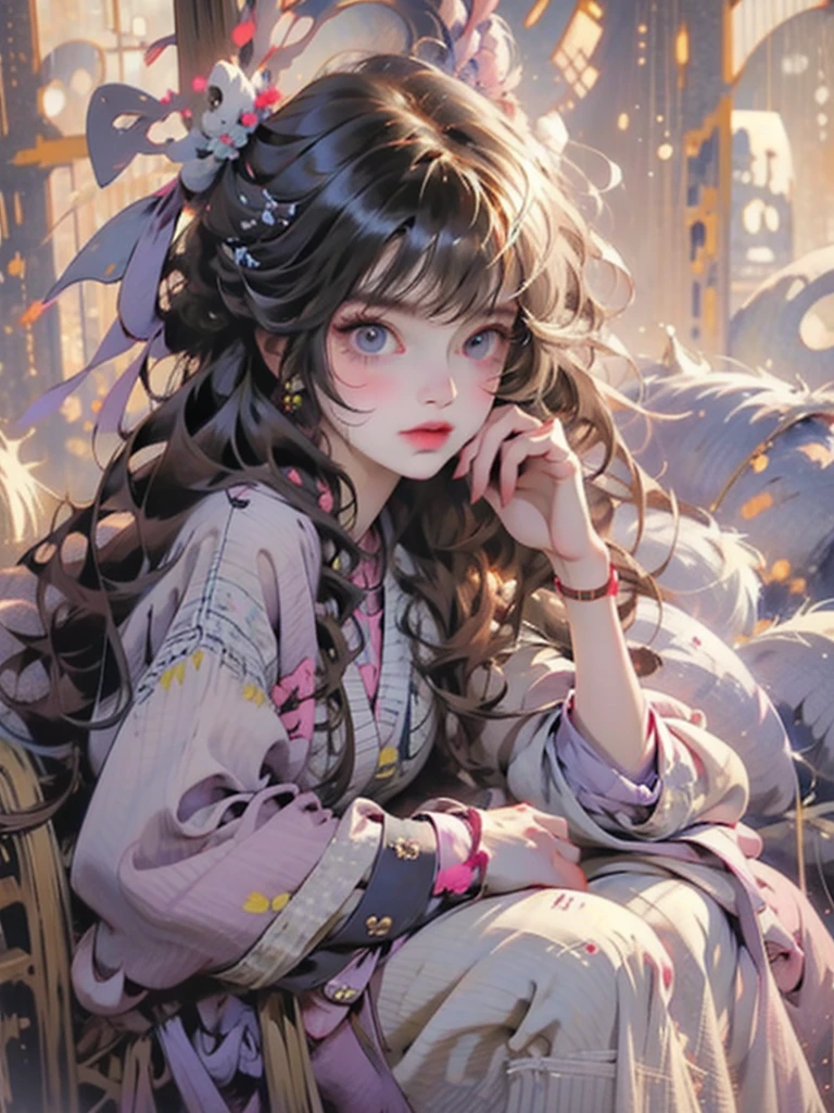 delicate Big eyes I have long hair Cute girl Pastel color clothes