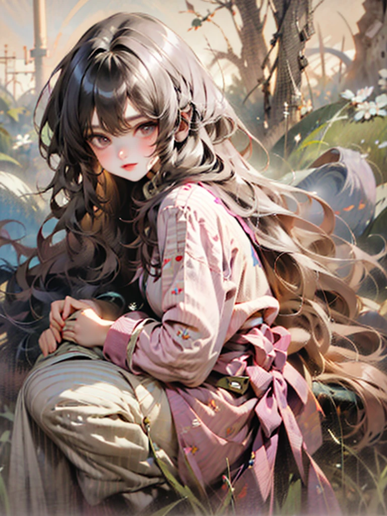 delicate Big eyes I have long hair Cute girl Pastel color clothes