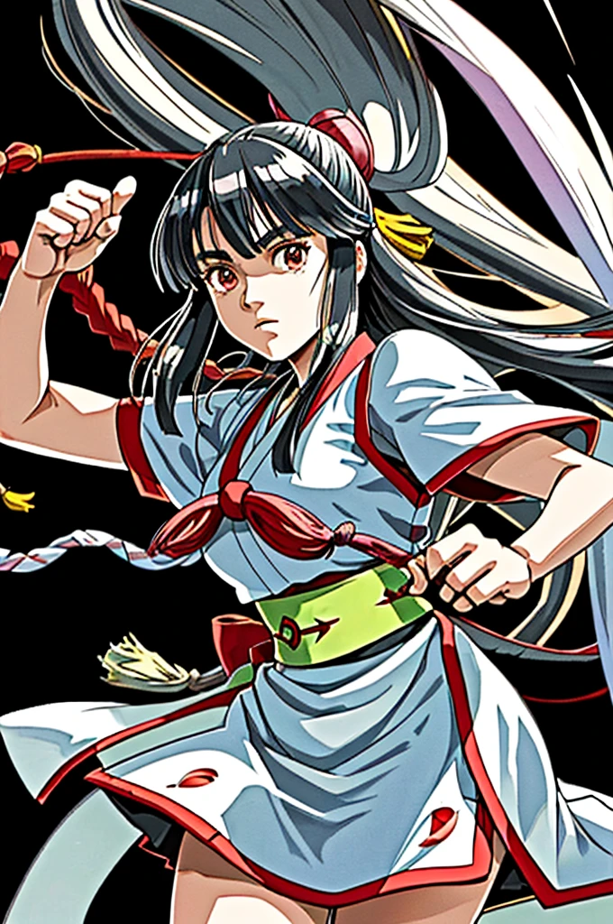 Highest quality，High resolution，((Nakoruru)) ，One person，（bow），（Shrine maiden），woman，One personで，（Supspi），strongest，Anime Style，(Limbs)，(Full Finger)，(Accurate fingertips), (The finer details), (Super detailed)，4K，(high resolution)，whole body, (Front angle), Looking at the camera,masterpiece，(Subtle details)，(Intricate details)，Octane Rendering，(Hyper Detail)，