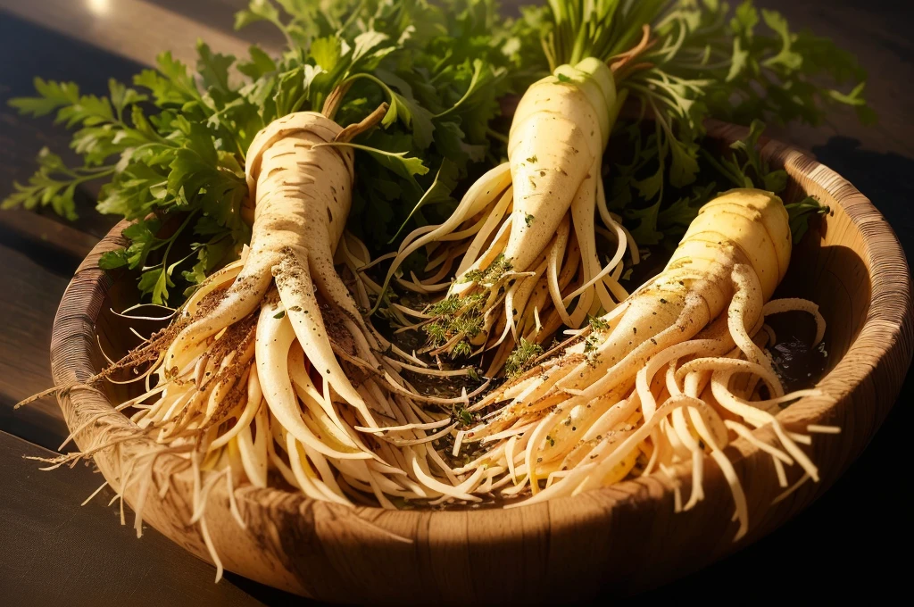 Three large root vegetables in bowls on table, herb, Another close-up of Iwakura, herbs, you won't believe it, "High quality product image", Superior quality, version 3, Photo showing, excellent quality, Beautiful images, in stock, Big , &quot;High quality images&quot;, On a dark background, esthetic photo, stunning quality