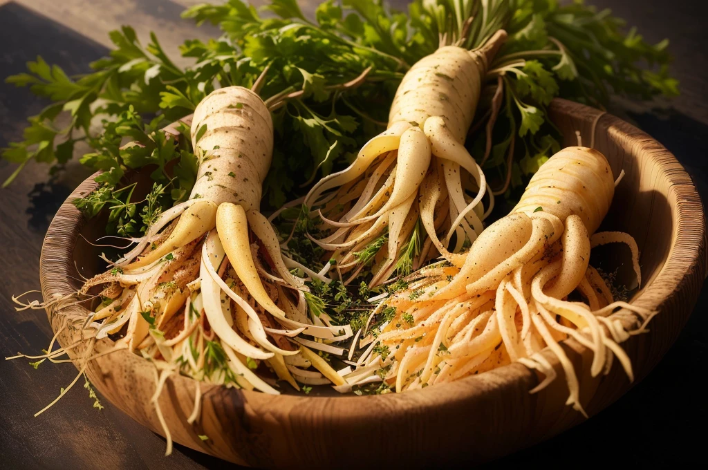 Three large root vegetables in bowls on table, herb, Another close-up of Iwakura, herbs, you won't believe it, "High quality product image", Superior quality, version 3, Photo showing, excellent quality, Beautiful images, in stock, Big , "High quality images", On a dark background, esthetic photo, stunning quality