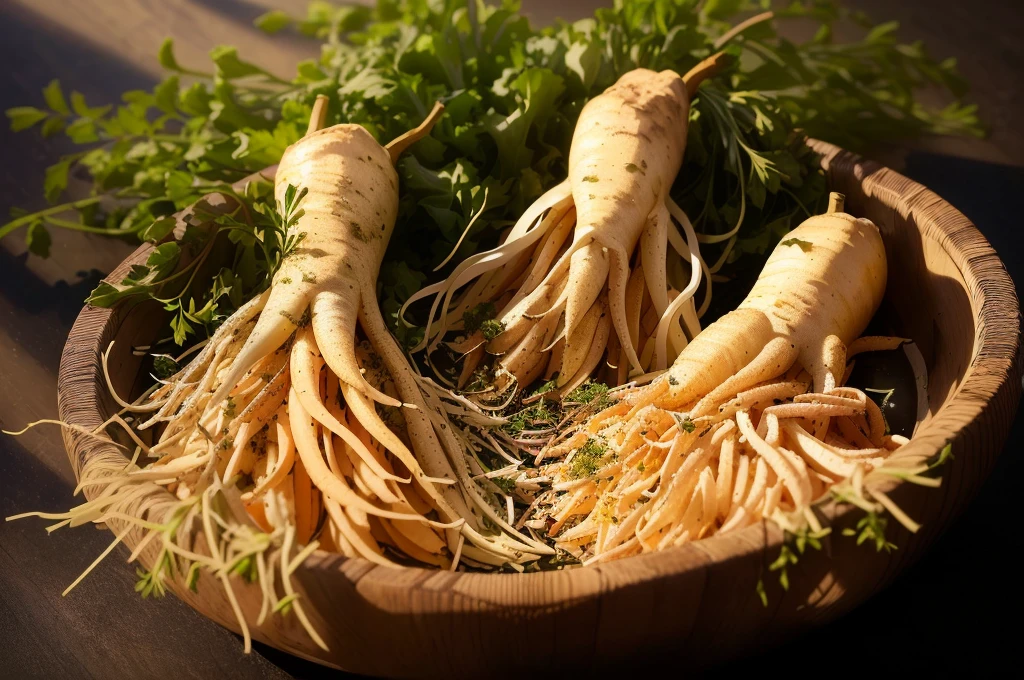 Three large root vegetables in bowls on table, herb, Another close-up of Iwakura, herbs, you won't believe it, "High quality product image", Superior quality, version 3, Photo showing, excellent quality, Beautiful images, in stock, Big , "High quality images", On a dark background, esthetic photo, stunning quality