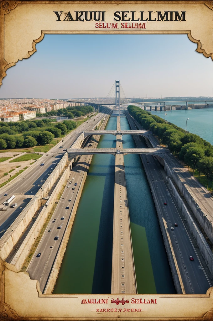 Make a poster of yavuz sultan selim bridge stating its features