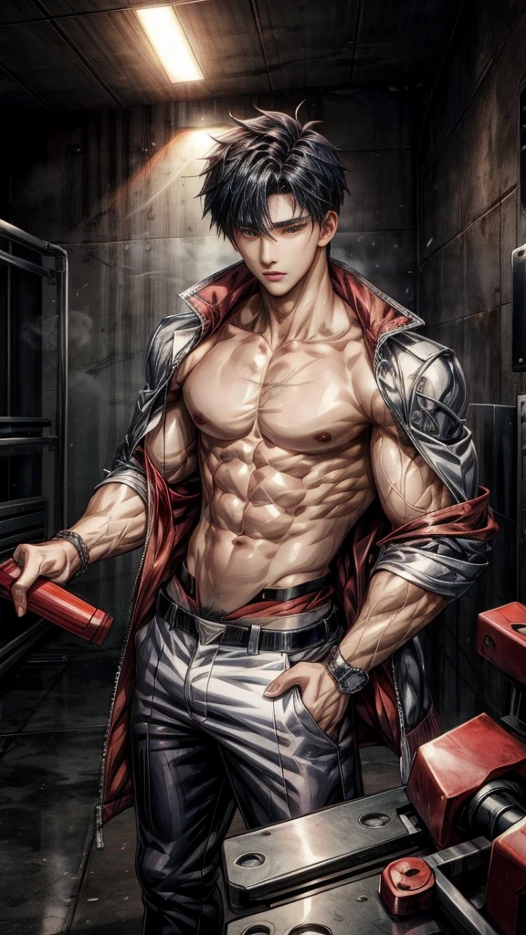 Anime guys shirtless 15 years old 
6 pack abs and big 