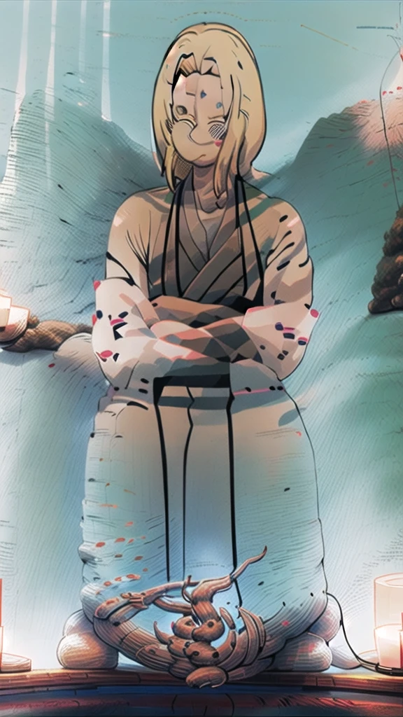 tsunade, Japanese clothes, sash, jacket,t5un4d3, mark,BREAK looking at viewer, BREAK (masterpiece:1.2), best quality, high resolution, unity 8k wallpaper, (illustration:0.8), (beautiful detailed eyes:1.6), extremely detailed face, perfect lighting, extremely detailed CG, (perfect hands, perfect anatomy),office,night,sitting on table,full body shot, from above, spread legs.