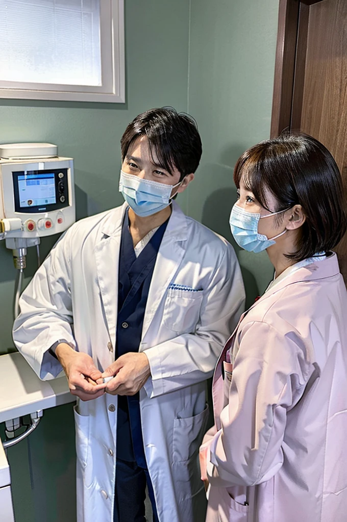 dentist　male　Japanese　Visiting the clinic　Treating a patient　Wearing a lab coat　Scene during treatment　Private house