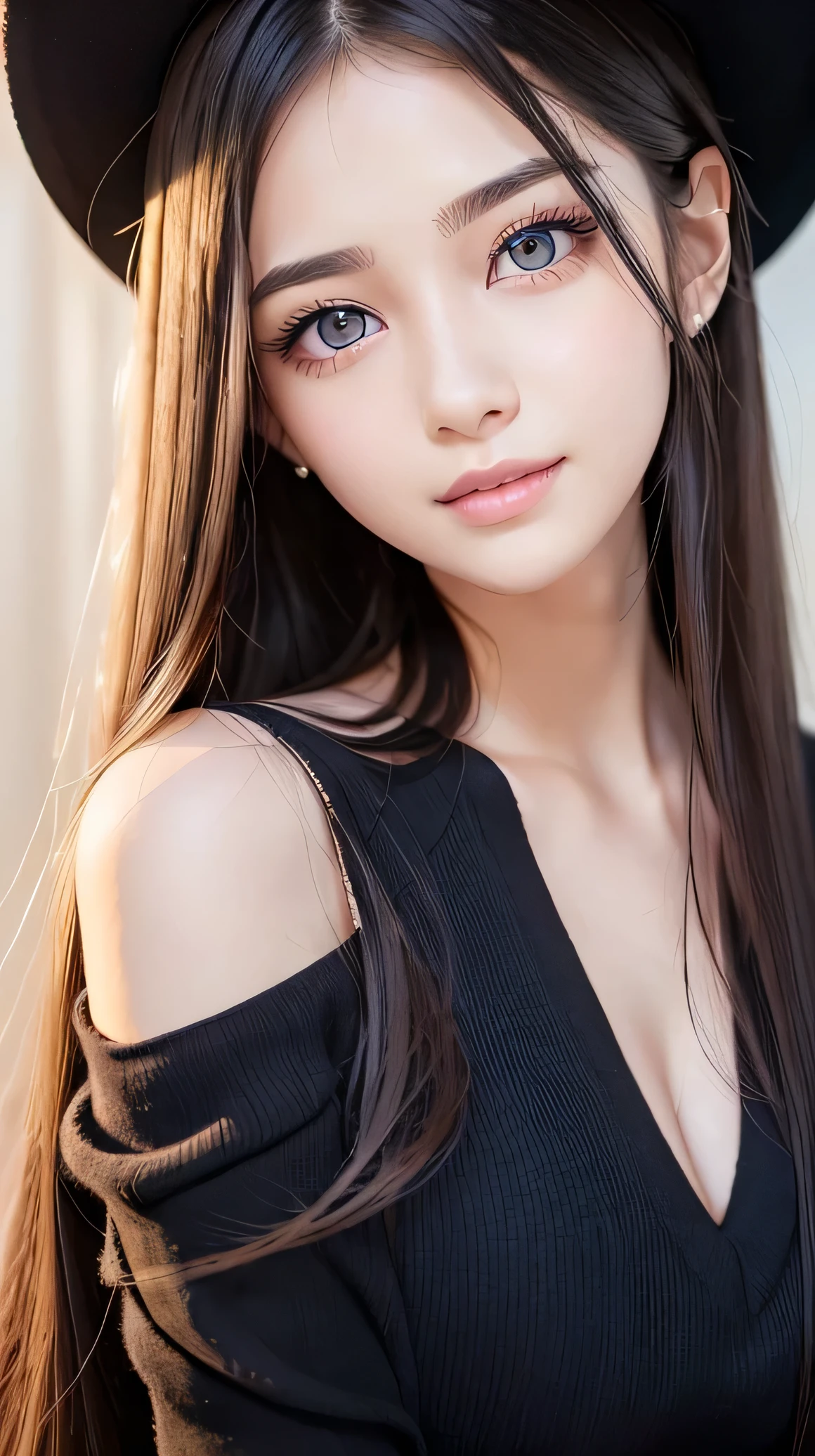 (Very beautiful  cute girl), (very  cute face:1.2),17 yo, (sparking crystal clear attractive large eyes), best looks, Beautiful detailed eyes, Detailed double eyelids, (smiling), (realistic photograph:1.2), long straight hair