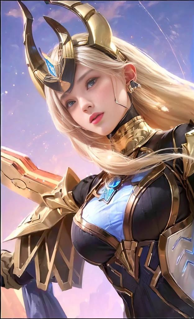 (RAW photo:1.2), ((photorealistic:1.4),(masterpiece:1.3),(best quality:1.4),ultra high res,(detailed facial features),(detailed body features),HDR,8k resolution, 1 girl, blush, light gold hair, 8k, ultra high details, perfect nose, cinematic lighting, perfect body, steel headband, earrings