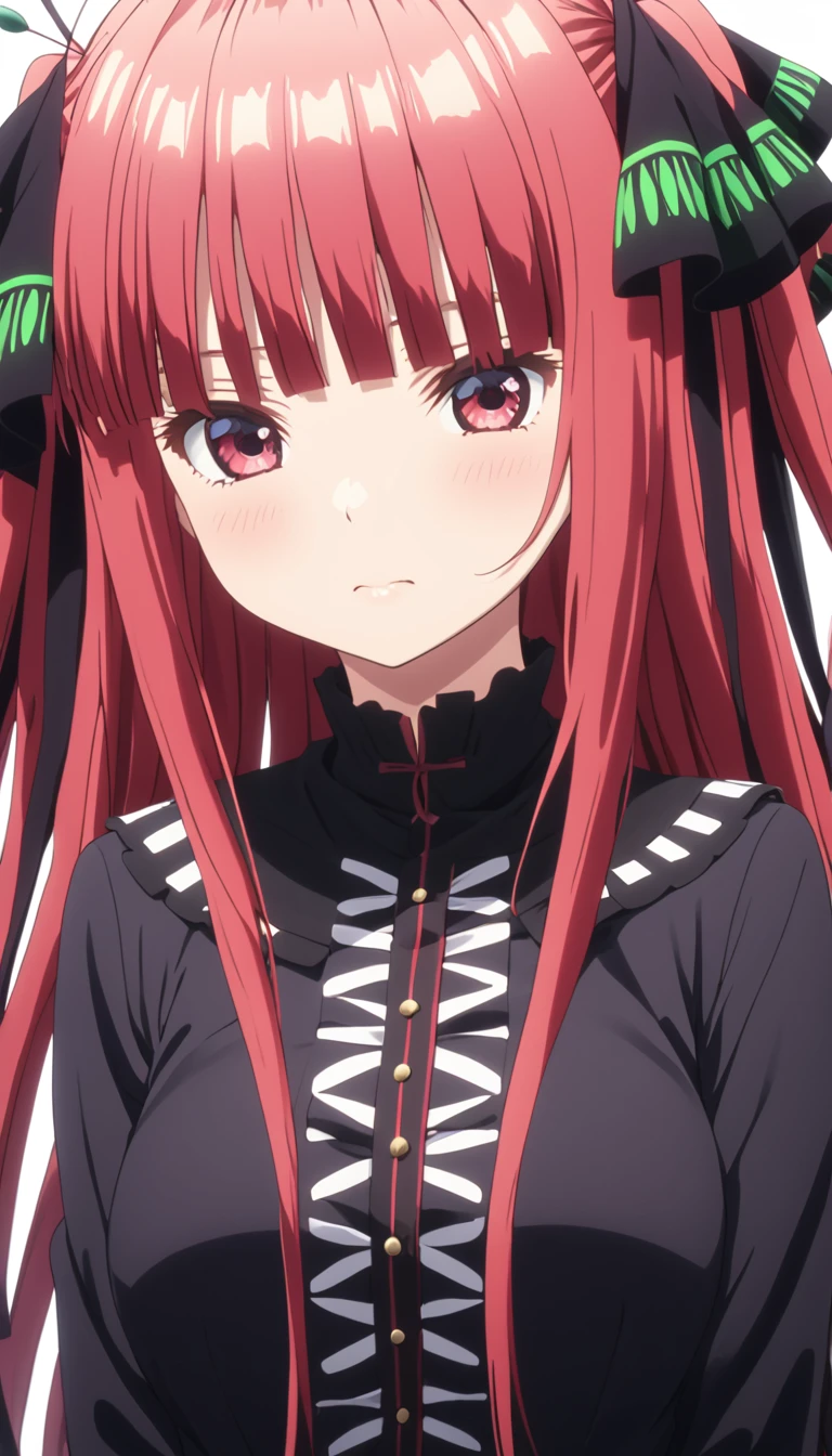 (Highest quality、Masterpiece、Very detailed、4K)、One Woman、17 years old、Light red hair、Twin tails、(((Nakano Nino)))