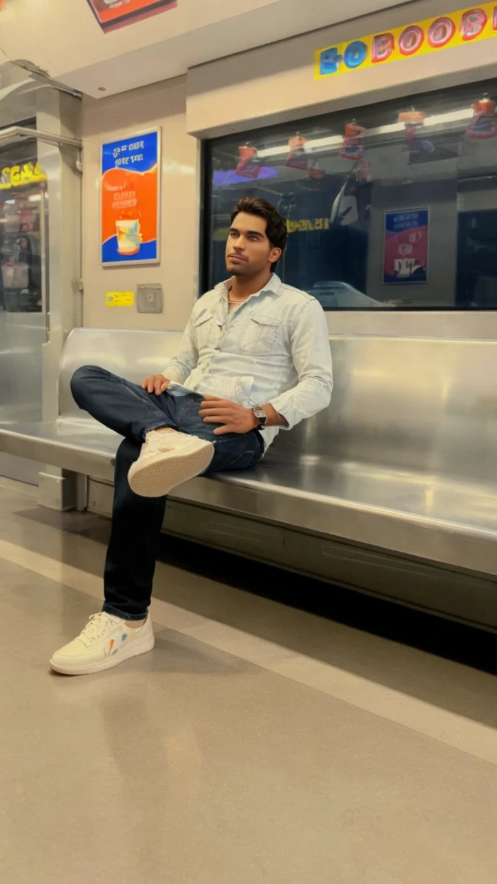 3D illustration of a man
sitting casually on front of a cake. The character must wear casual moder clothing such as jeans jackets and sneakers shoes. The background of the image is a party theme. Write 'Sachin' on the birthday cake. Make sure the text is not misspelled. His age is 26