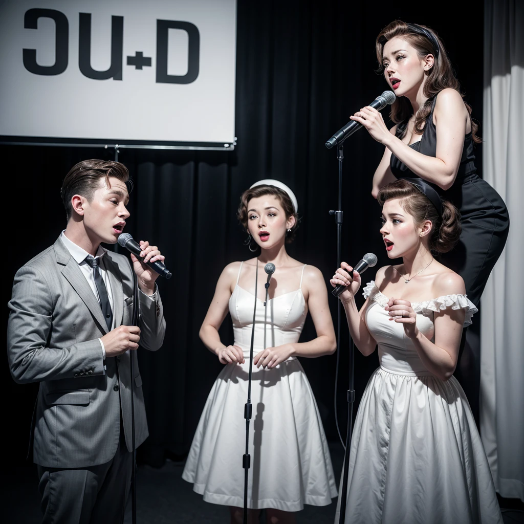 Male and female 50s singing trio