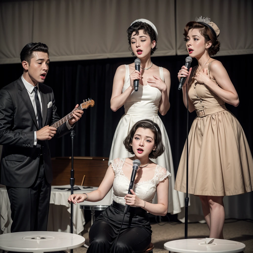 Male and female 50s singing trio 

