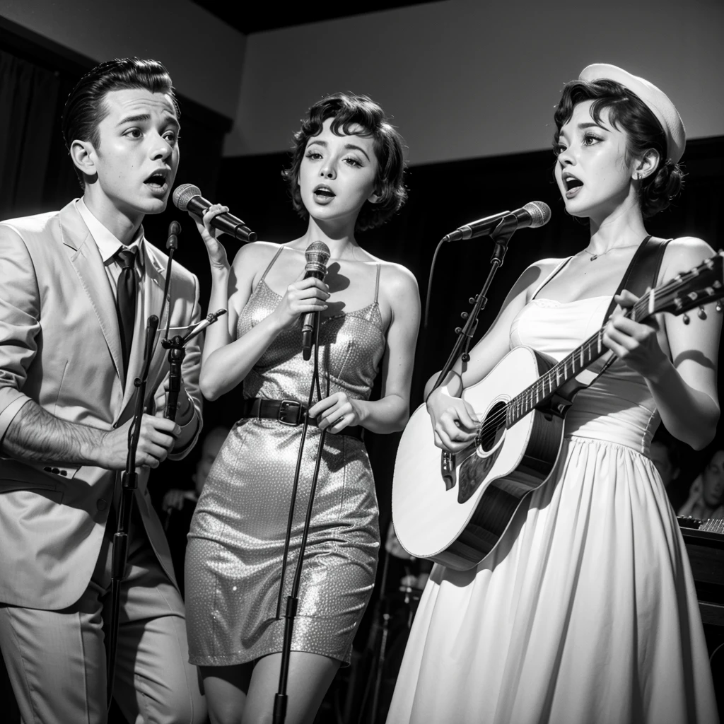Male and female 50s singing trio