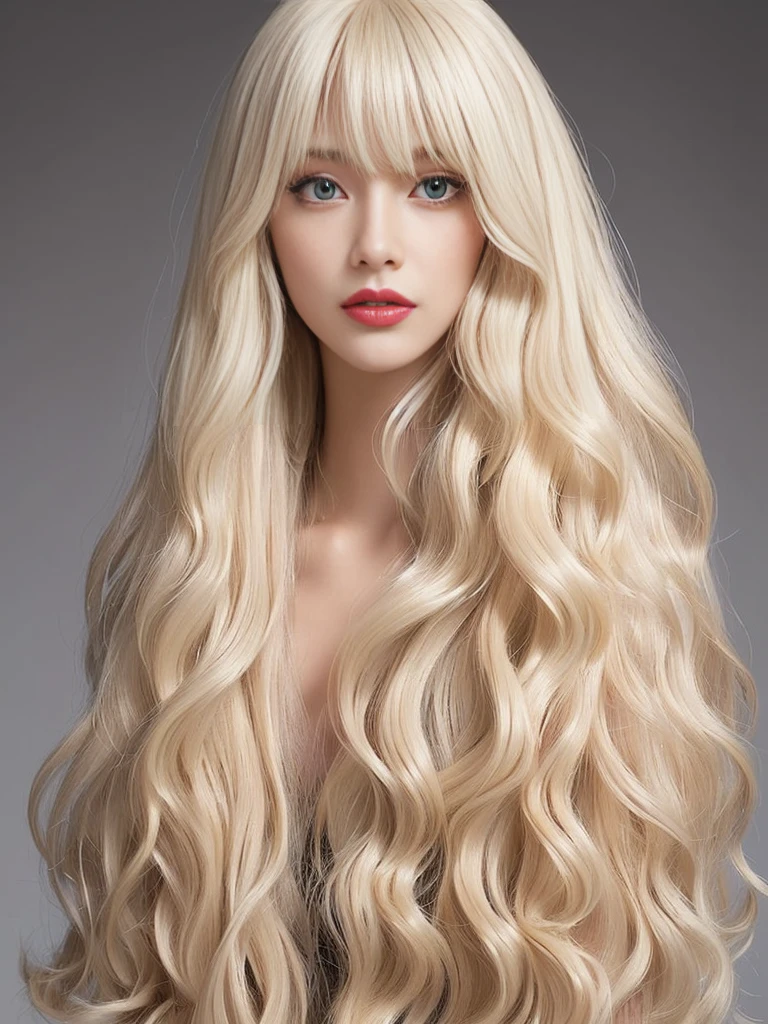 (White wall background:1.4. Upper body photo from the knees up) ((Random hip poses showing as much back and hair as possible)) ((Beautiful model with long platinum blonde hair, girl with super length Hair, extremely length Hair, extra length Hair, very long, Flowing Hair, very length Hair, length Hair girl, very long, Flowing platinum blonde hair, length Hair windy, very longプラチナブロンドヘア, length, Flowing Hair, length and or curly hair, with length Hair, length Hair!!!! Her Highest quality hair is long and 真っ直ぐ or curly hair very long, Highest qualityのプラチナブロンド, length hair in the center, Highest quality long Straight or curly hair, length, Straight or curly hair, beautiful, High quality platinum blonde hair, length and platinum blonde hair highest quality Straight or curly hair, length Hair, length and Straight or curly hair, Highest qualityのプラチナブロンドヘア, Perfect silky Straight or curly hair of the Highest quality, Straight or curly hair, Highest qualityのプラチナブロンドヘア, length platinum blonde hair Straight or curly hair, length, Bright platinum blonde hair Her hair is long and Straight or curly hair, very longプラチナブロンドヘア, length hair in the center, length Straight or curly hair, length, Straight or curly hair, beautiful hair of the Highest quality, length Hair, length, Straight or curly hairプラチナブロンドヘア , length and free Straight or curly hair Platinum blonde hair, Straight or curly hair Platinum blonde hair)) (Her bangs are perfect.:1.3) ((Highest quality)) ((masterpiece)) (family friendly) (Get used to it) (Received a sensual make-up treatment by a professional make-up artist.... Exquisite texture:1.4 Bright red lipstick!!! Beautiful black eyeliner) Perfect Woman'face (Her face is dignified そして sexy) ((Her eyebrows are very thin:1.8)) Perfect Woman'face (Her face shape is thinner than average:1.8) (Her eyes are larger than average:1.8 Her nose is higher than average:1.8) (She is more glamorous than the average French woman.:1.5 Her skin is the typical complexion of t