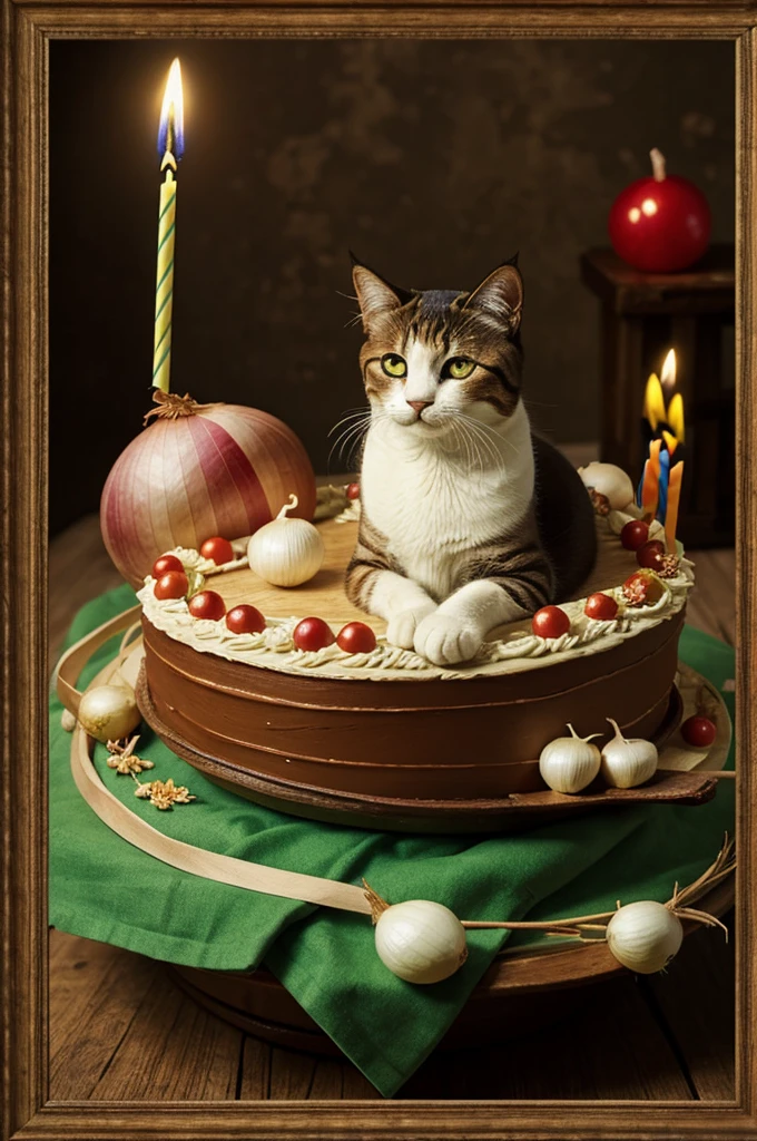 ((best quality)), ((masterpiece)), cat in a onion, ((scenary Birthday))