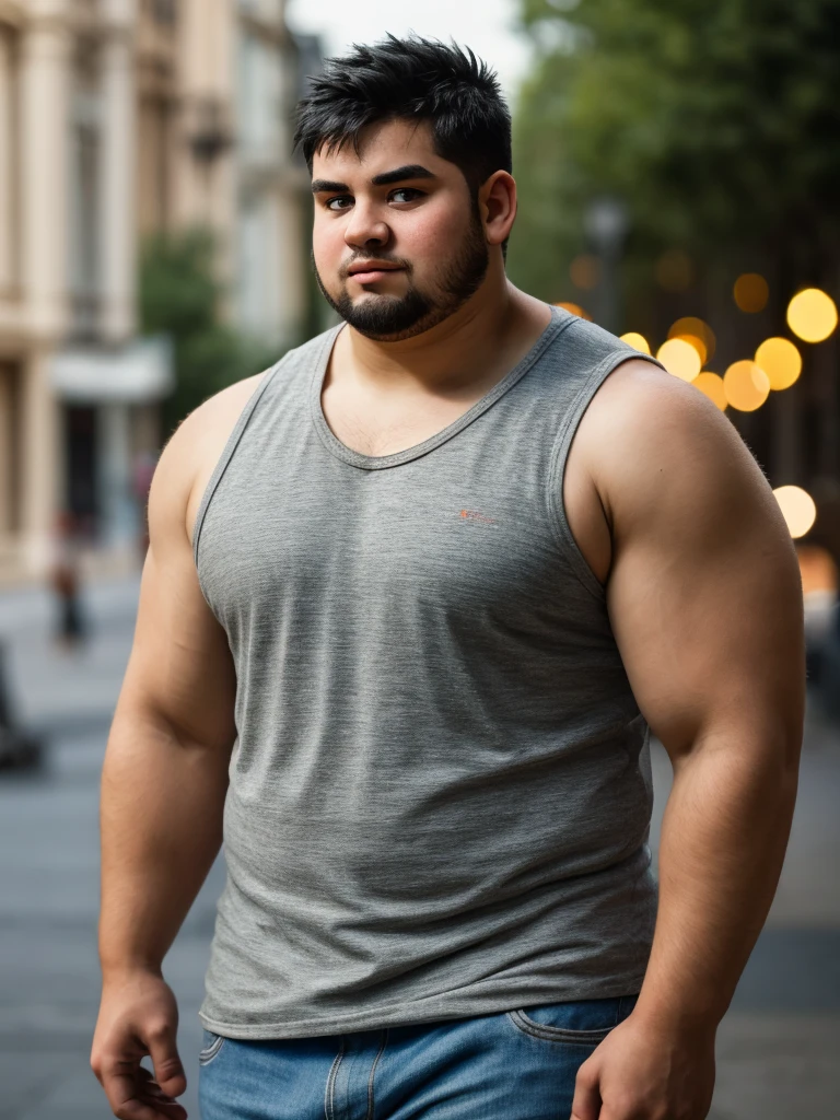Obese males,No muscles,figure, Natural light, Clear focus, Bokeh, unkempt, Texture, Male focus, Black Hair, superior_Body, (masterpiece,best quality:1.5)