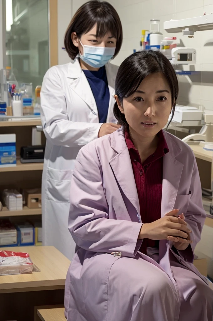 dentist woman 50th Generation Wearing a lab coat Japanese Visiting the clinic Treating a patient