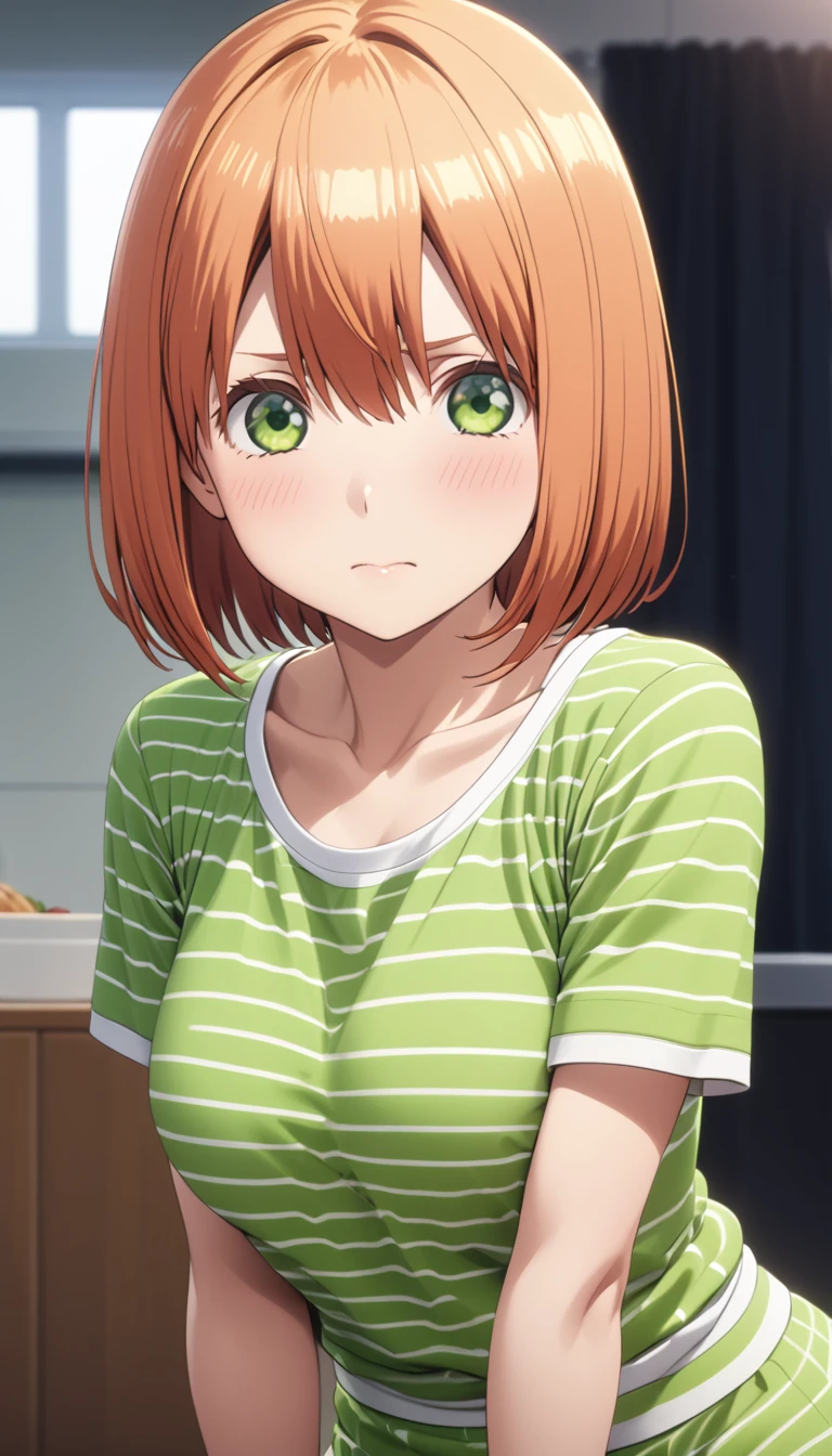 (Highest quality、Masterpiece、Very detailed、4K)、One Woman、17 years old、Orange Hair、short hair、(((Nakano Yotsuba)))、