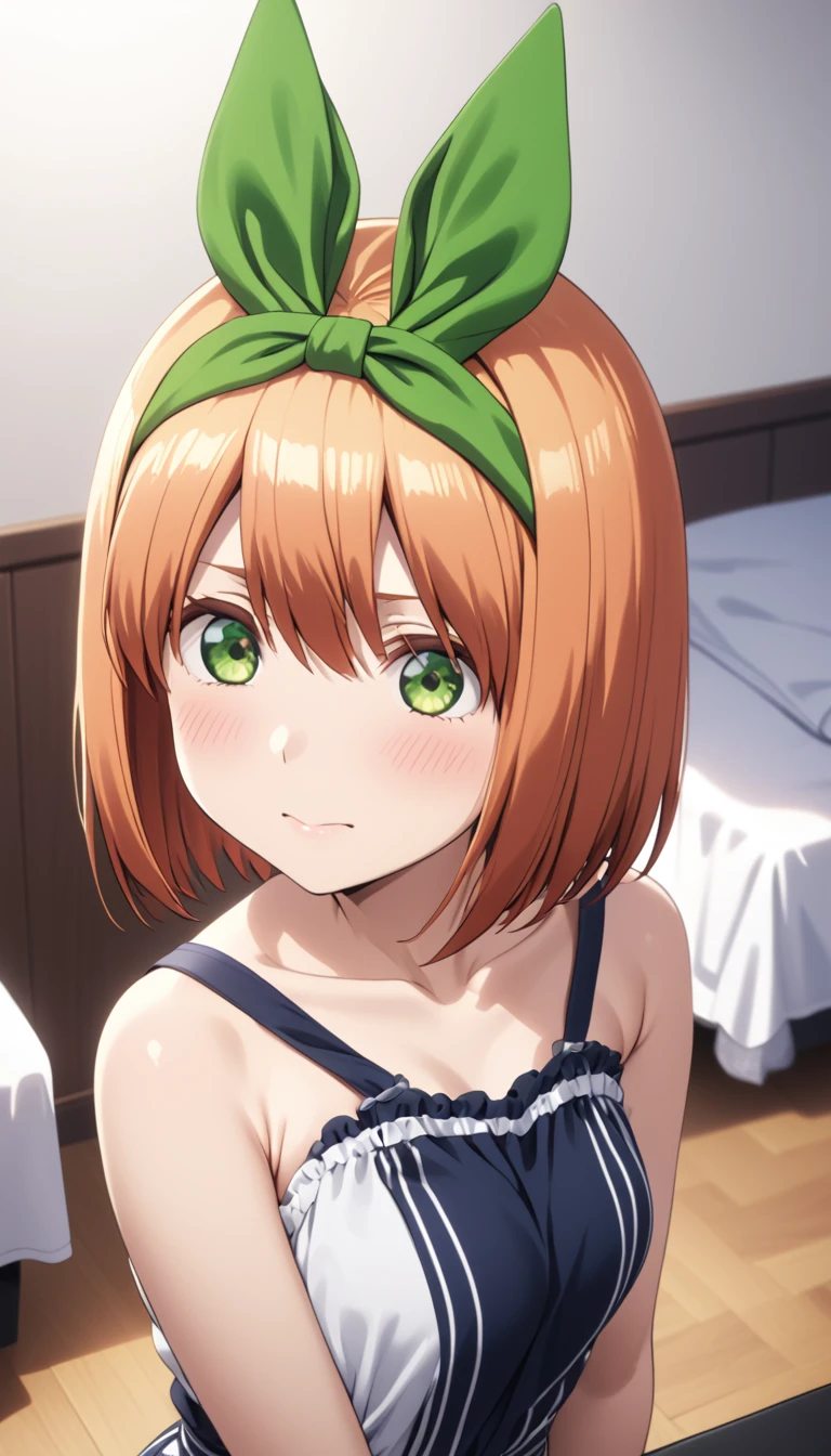 (Highest quality、Masterpiece、Very detailed、4K)、One Woman、、Orange Hair、short hair、(((Nakano Yotsuba)))、