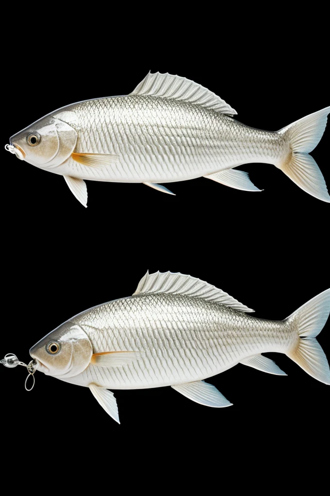 White carp on black background