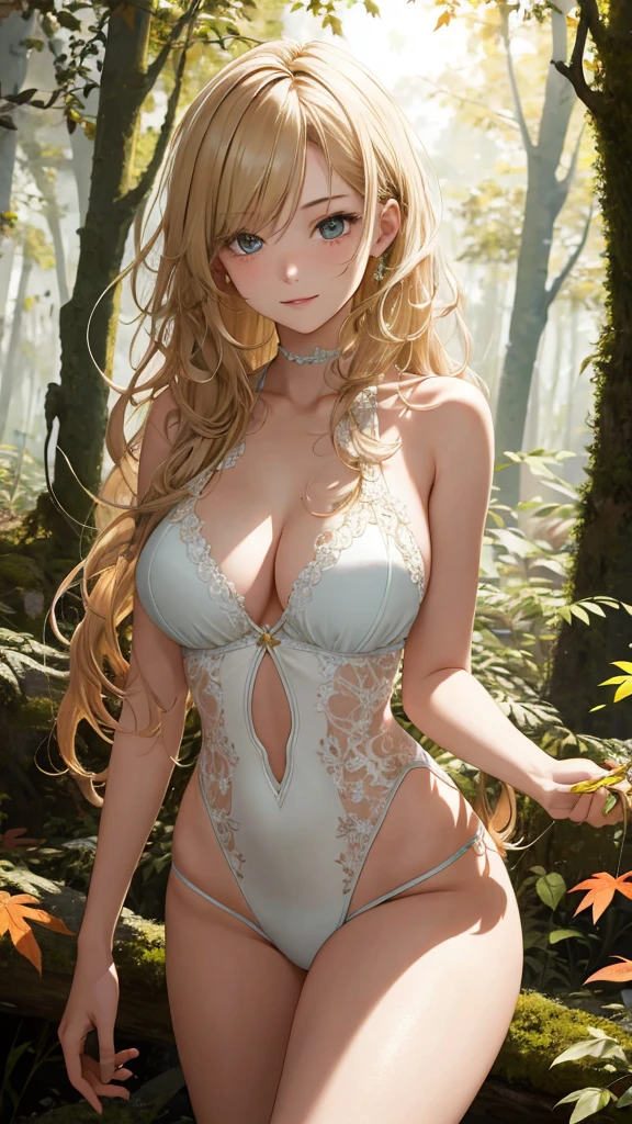 (masterpiece:1.4),(best quality:1.4),(high resolution:1.4),Disorganized,intricate detaileds,(highly detaileded skin:1.2), Unity 8k, Beautiful young woman posing for autumn photo shoot, Photorealism, (Beautiful face:1.4),(detaileded eyes:1.4), dark eye compensate, compensate, Surreal, Posing in a forest of colorful leaves, Long curly hair hanging down her back, Slender curvy figure, Wide hips, Messy Blonde Hair,#1: Auburn Highlights, High-waisted black leggings, Ankle boots, Fluffy knitted hat, Loose Cropped Turtleneck Sweater , dark, Add to_detailed,