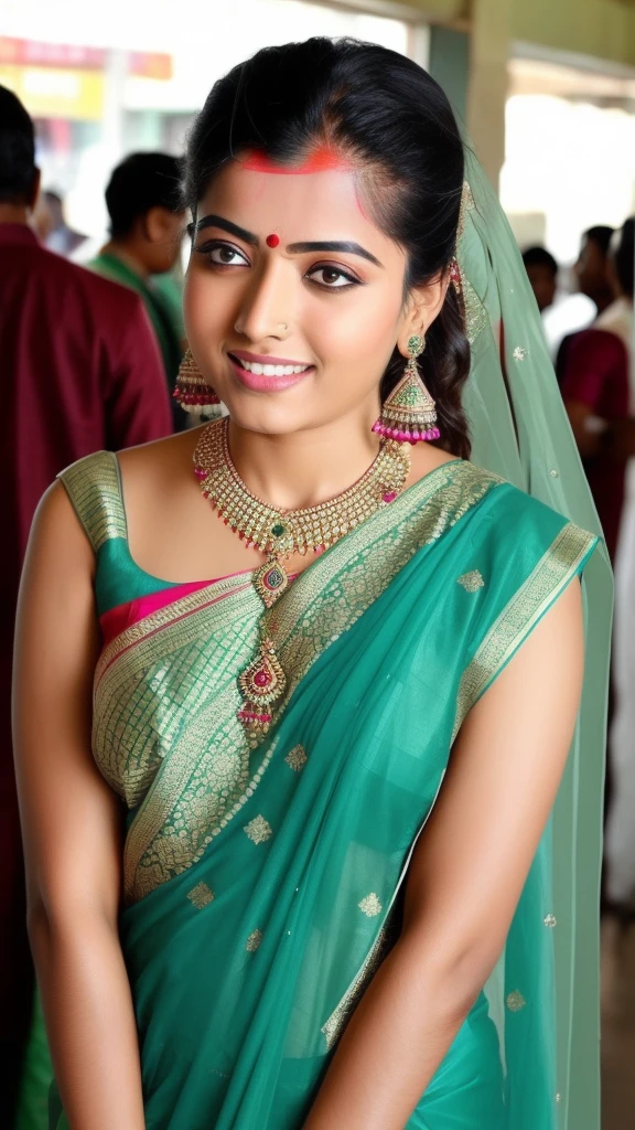 A woman indian saree, roud face, beautiful face, angle face,