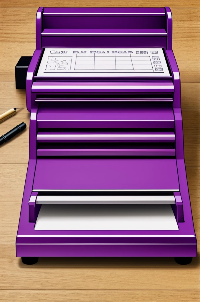Drawing of a purple cash register
