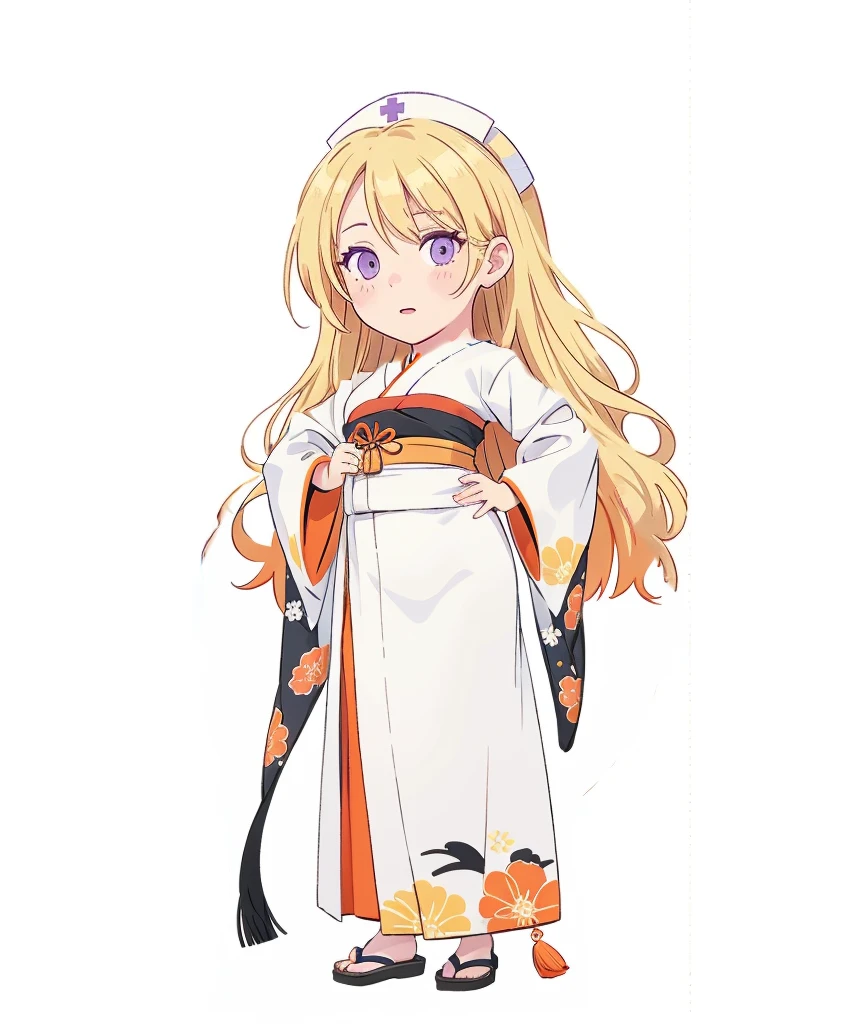 (black and orange Japanese kimono), Japanese festival dress, large breasts, hand on hip, retain existing proportions