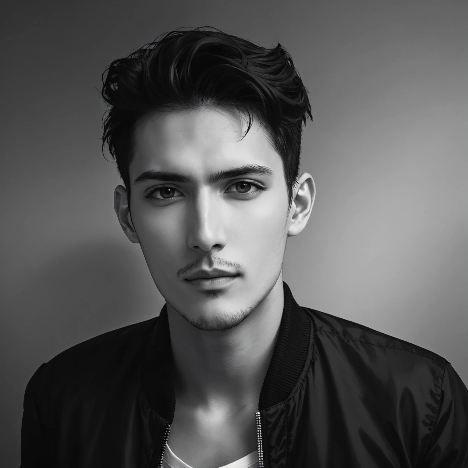 Arafed man in black jacket and white shirt posing for a photo., medium shot portrait