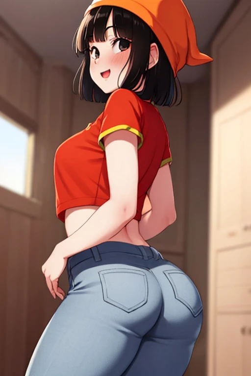 ((masterpiece, sidelighting, finely detailed beautiful eyes: 1.2)), ultra-detailed, ultra high res, professional lighting, perfect anatomy, pan gt, pan, pan dragonball, perfect face, perfect eyes,
pandballgt,  ((black colored eyes)), black hair, short hair, 1girl,  gloves, orange bandana, fingerless gloves, red shirt, tight booty shorts, booty shorts, pants, full body, boots, big ass, thick thighs, tight thong, 