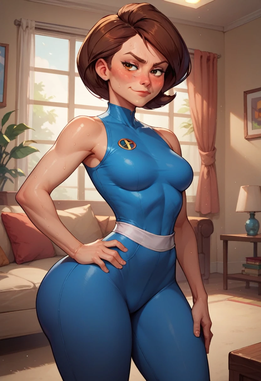 20 years old woman, Short brown hair, Mediterranean with blue eyes, Generous and heavy breasts, slender waist, estomac defini, fesses rebondies et pulpeuses, naturally curved, muscular thighs, aguicheuse, in the bedroom, Selfie, Heart-shaped mouth