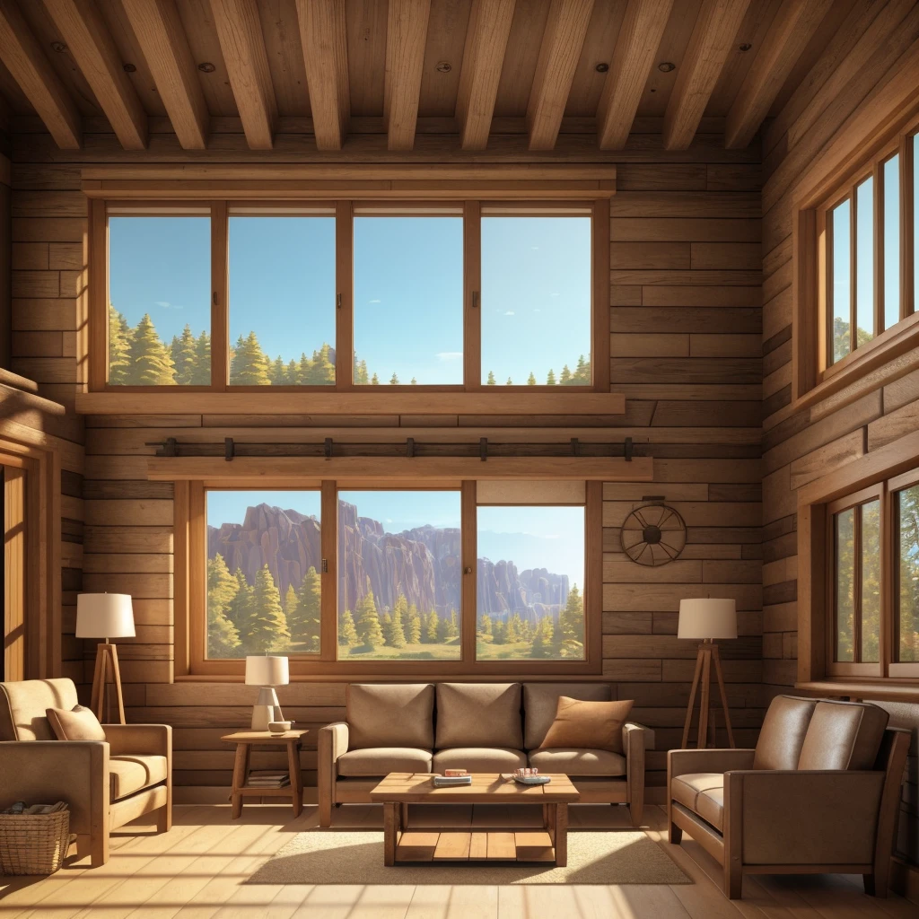 Living room, Contemporary rustic style, daytime, natural lighting, physically based rendering,cinematic lighting, 3dsmax, vray, 8k uhd, dslr, soft lighting, high quality, film grain, Fujifilm XT3