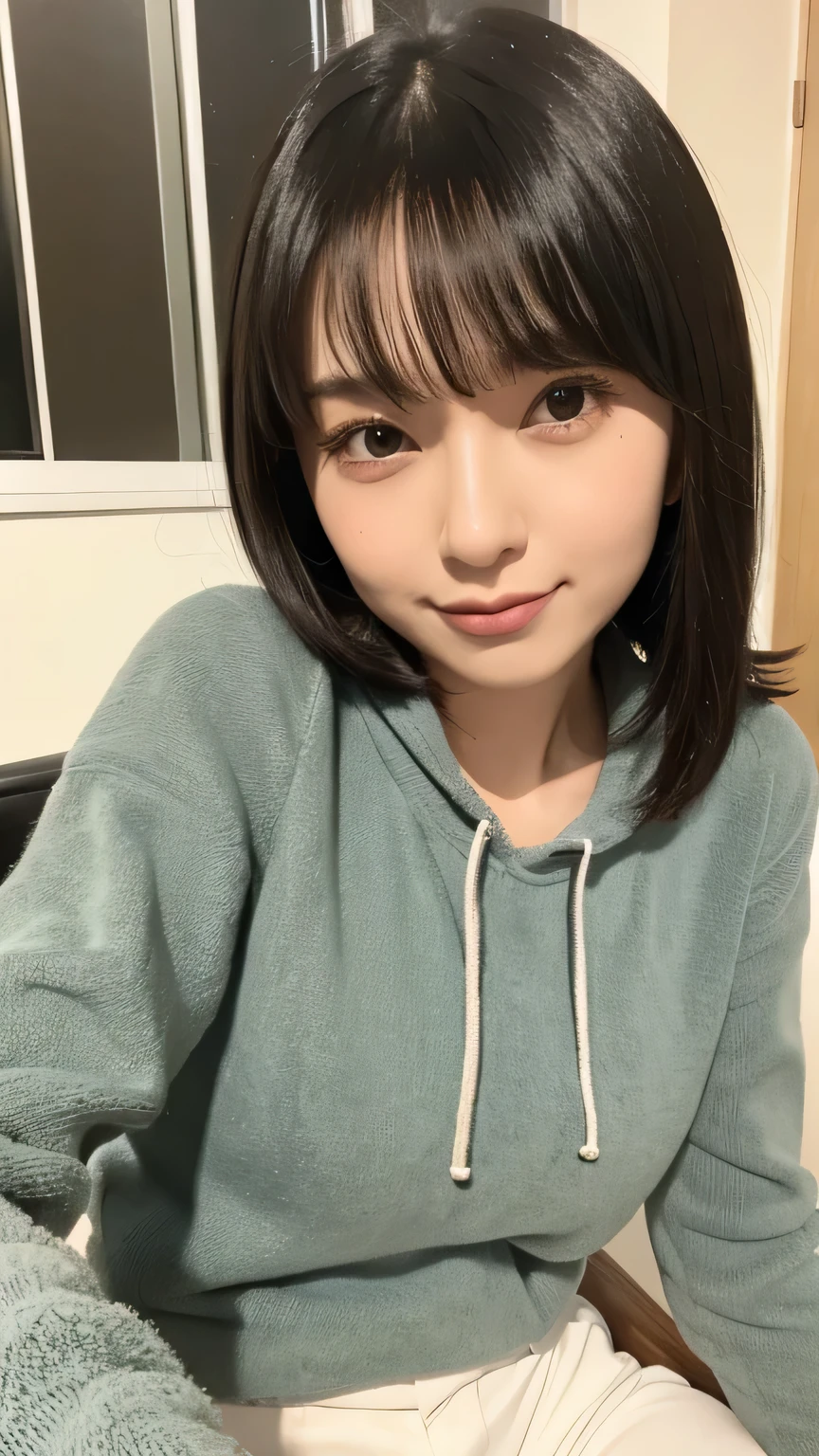 Japanese Girls,Black Hair,28 years old,Bob with bangs,Loose knit