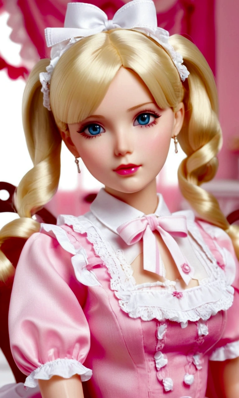 1 Blonde Twintails Barbie，beautiful eyes(Wear ****ta),(pouty),E7E48U，All sweaty，Small Breasts，，pubic hair