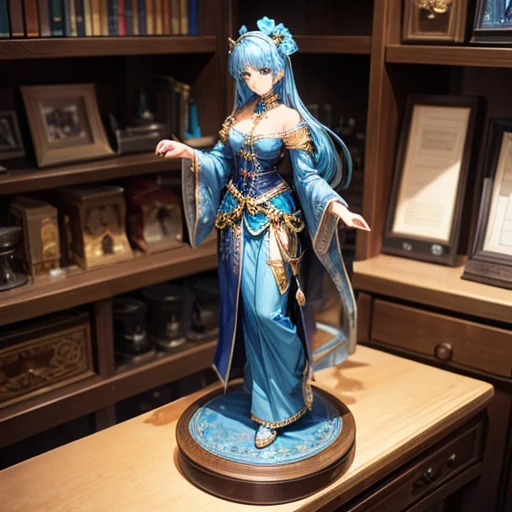 Highest quality,Very detailed,masterpiece,Super detailed,figure,Blue Hair ,hair ornaments,stand,indoor,can't believe it_Absurd,One girl,Mid-chest,Red nose ,Realistic,Long Hair,summer_dress,Garter Straps,beautiful girl,Waving SV98