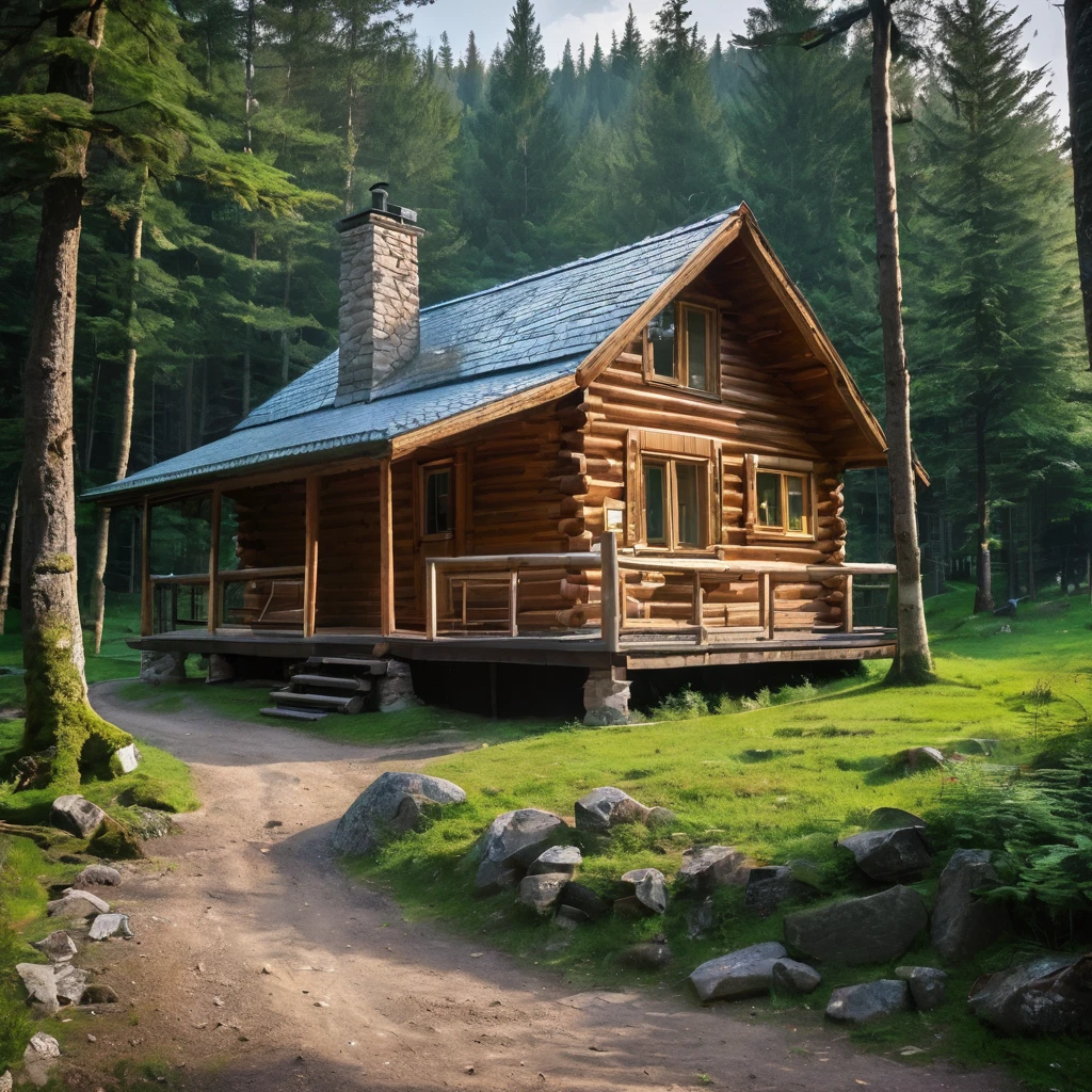 arafed cabin with a porch and a covered porch in the woods, wood cabin in distance, log cabin, cabin in the woods, solitary cottage in the woods, cottage in the forest, wooden cottage, cabin, old cabin, log cabin beneath the alps, cottage in the woods, a brick cabin in the woods, inside of a cabin, house in forest