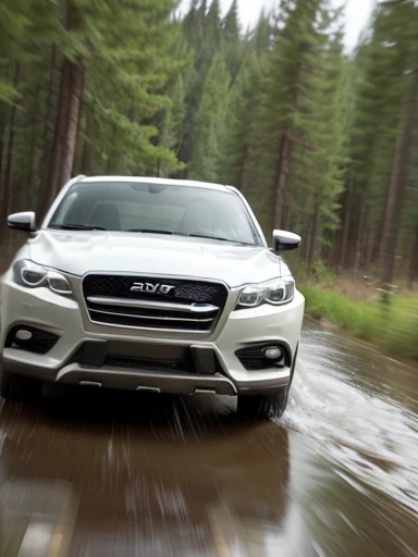 (motion blur:1.3),Cross country in an off-road vehicle,splash of water:1.2