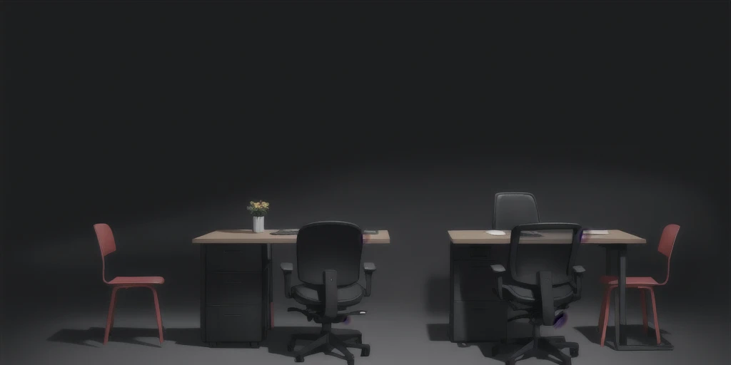 black sky, brain in the back, 2 chairs and one table in the middle