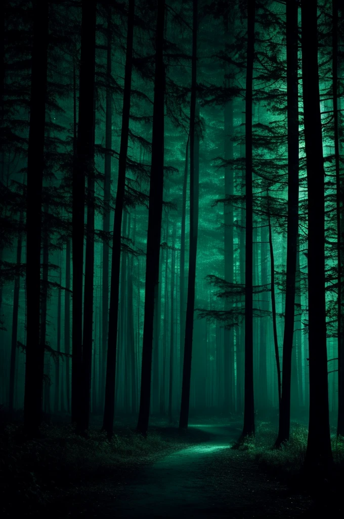 an epic dark creepy background in the dark forest with a bit of shadows at night