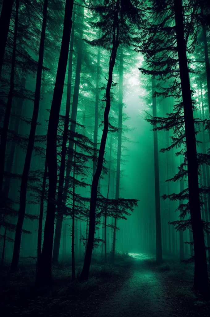 an epic dark creepy background in the dark forest with a bit of shadows at night