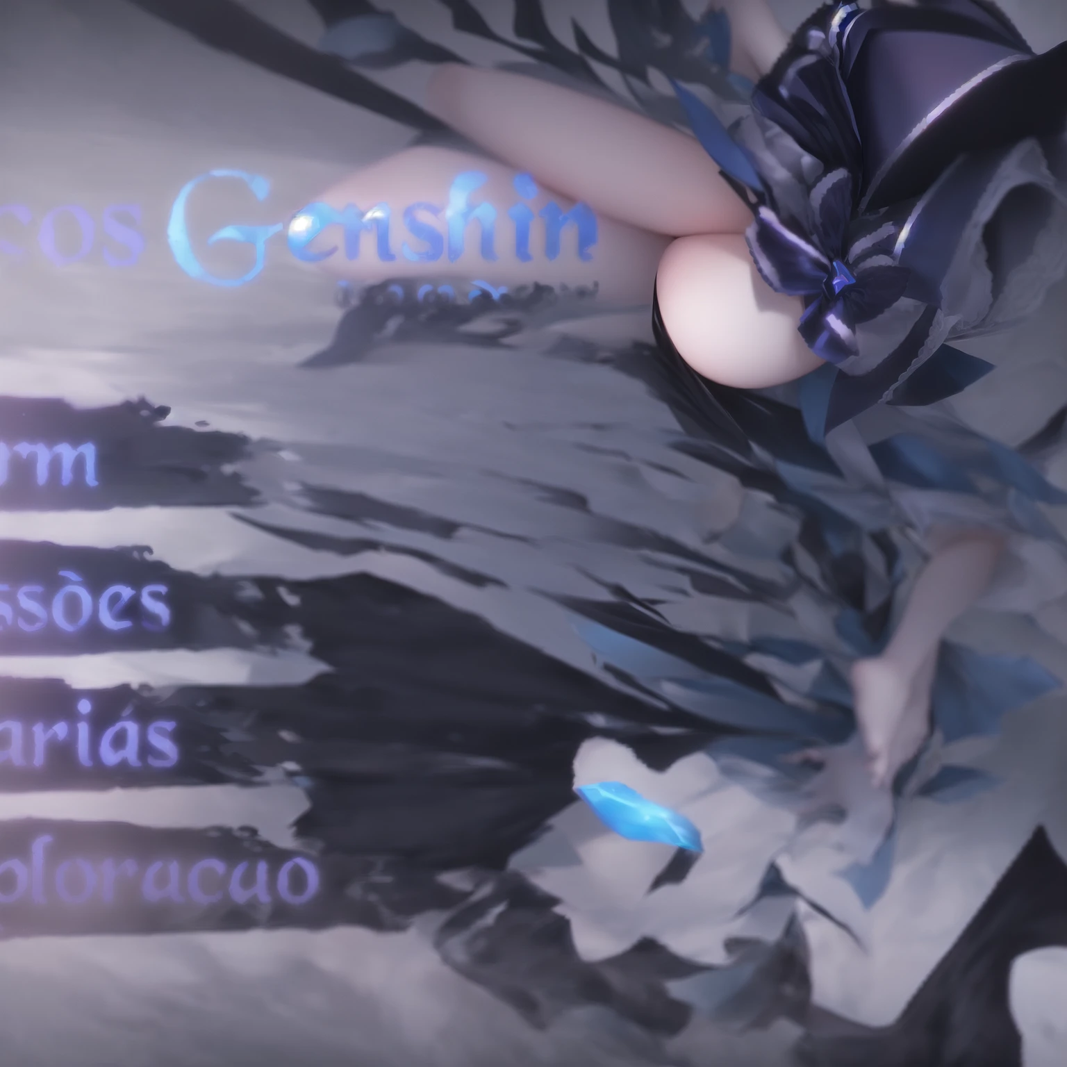 a photo of a woman in a blue dress and hat, genshin, impacto genshin character, video game impacto genshin, impacto genshin, knees, impacto genshin style, Miss Fortune League of Legends, Greg Simkins, masamune shiro, flag, Gunshu, onmyoji, genji, keqing from impacto genshin, jrpg